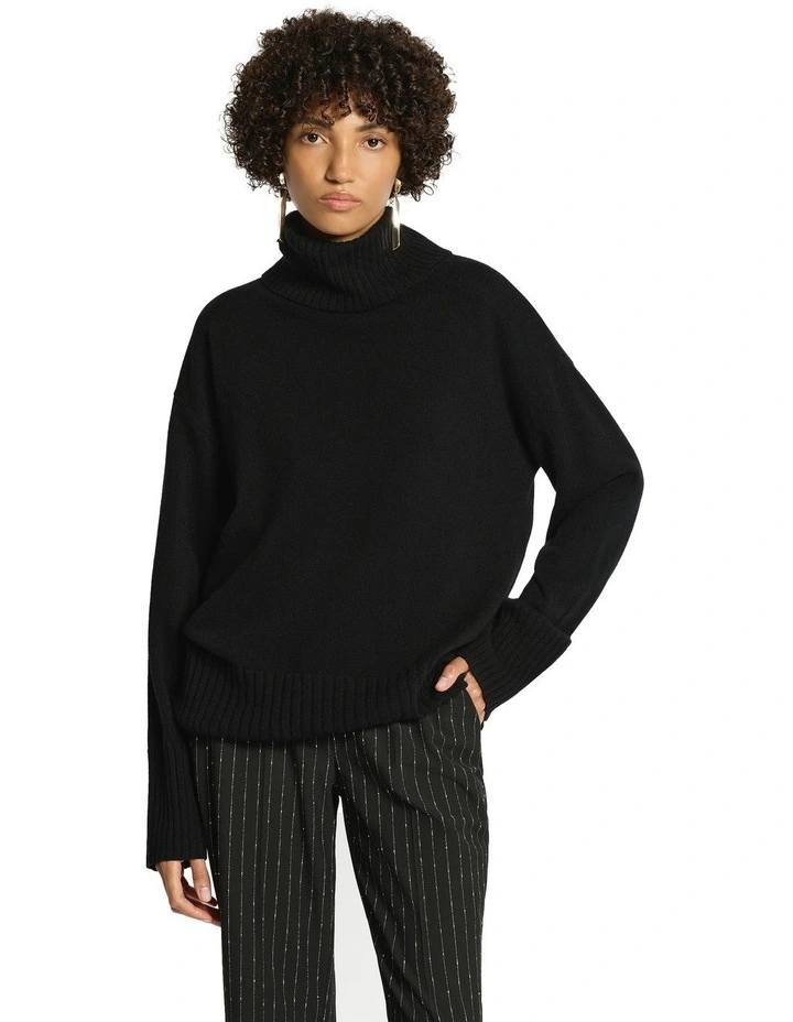 Lucillian Roll Neck Jumper in Black image 4