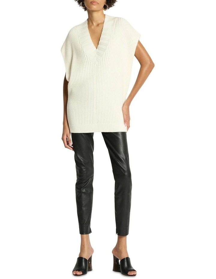 Halo Rib Knit Vest in Chalk image 1