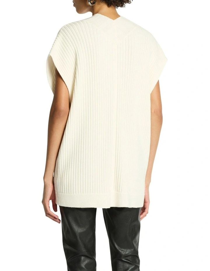 Halo Rib Knit Vest in Chalk image 2
