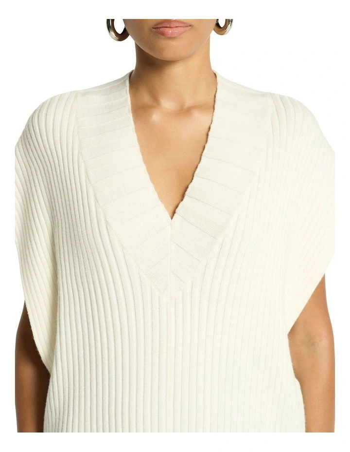 Halo Rib Knit Vest in Chalk image 4