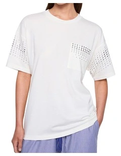 Diamond Daze Embellished Tee in White