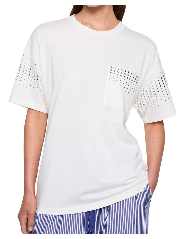 Diamond Daze Embellished Tee in White image 1