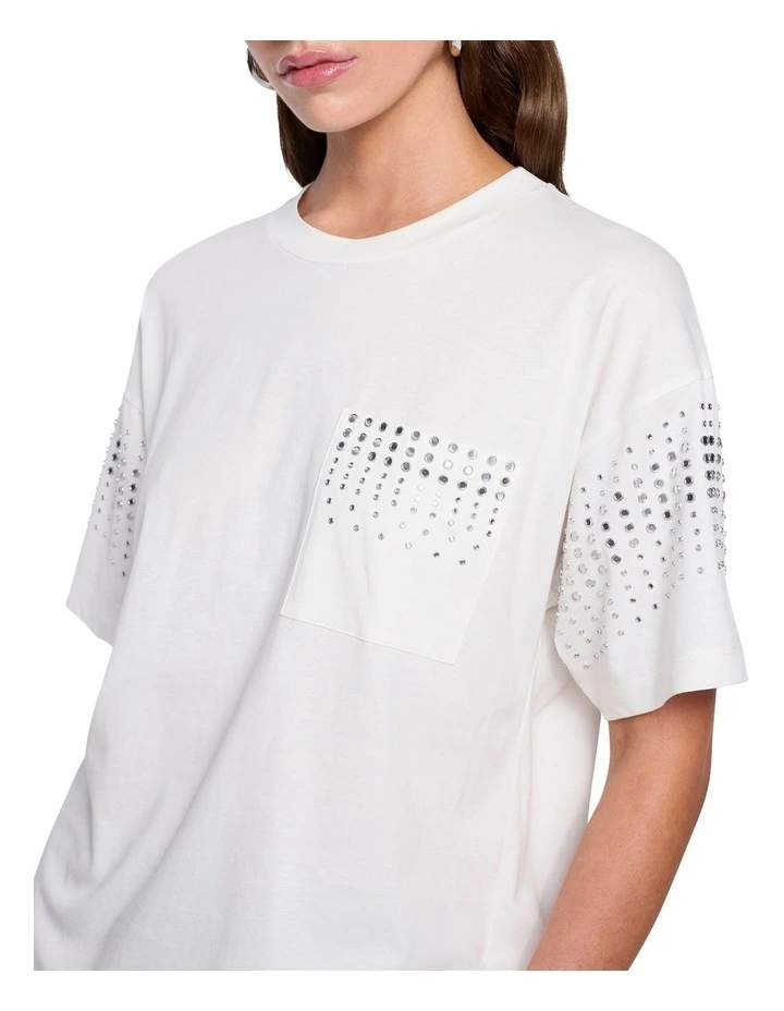 Diamond Daze Embellished Tee in White image 3