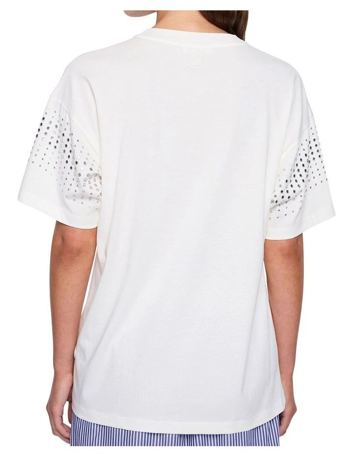 Diamond Daze Embellished Tee in White image 4