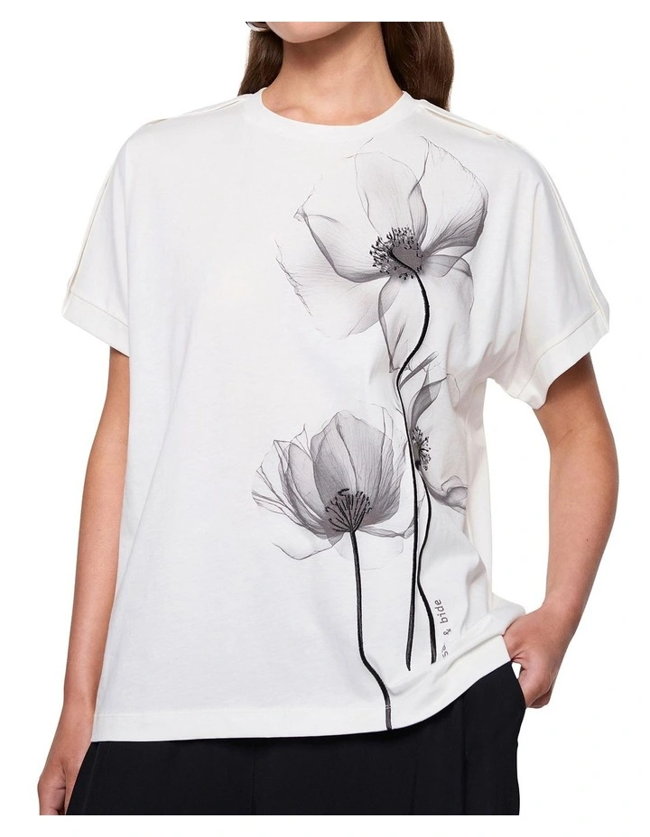 Pressed Floral Tee in White image 1