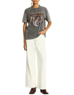 Leopard Rock Tee in Washed Black