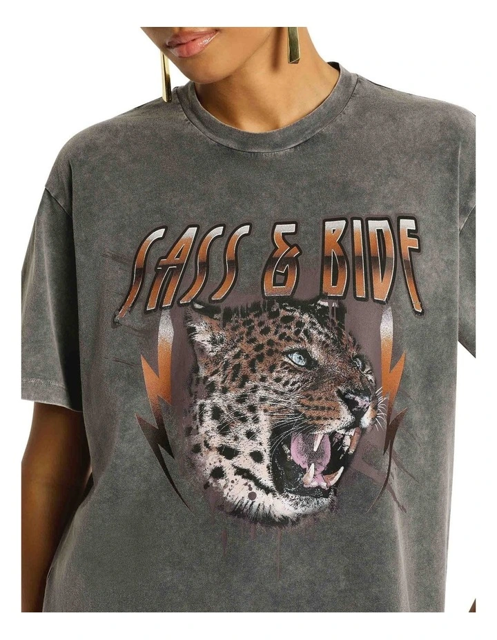 Leopard Rock Tee in Washed Black image 3