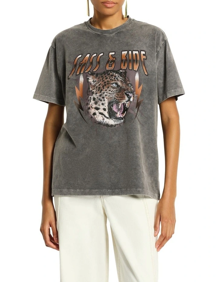 Leopard Rock Tee in Washed Black image 5