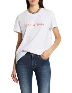 The Classics Logo Tee in Ivory/Pink