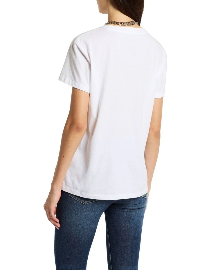 The Classics Logo Tee in Ivory/Pink image 4