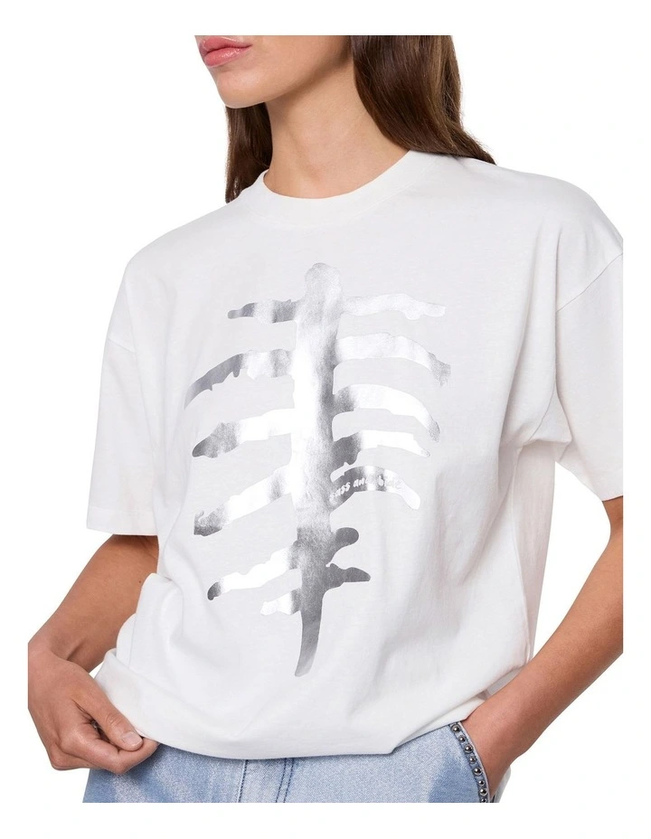 Metallic Ribs Tee in White image 1