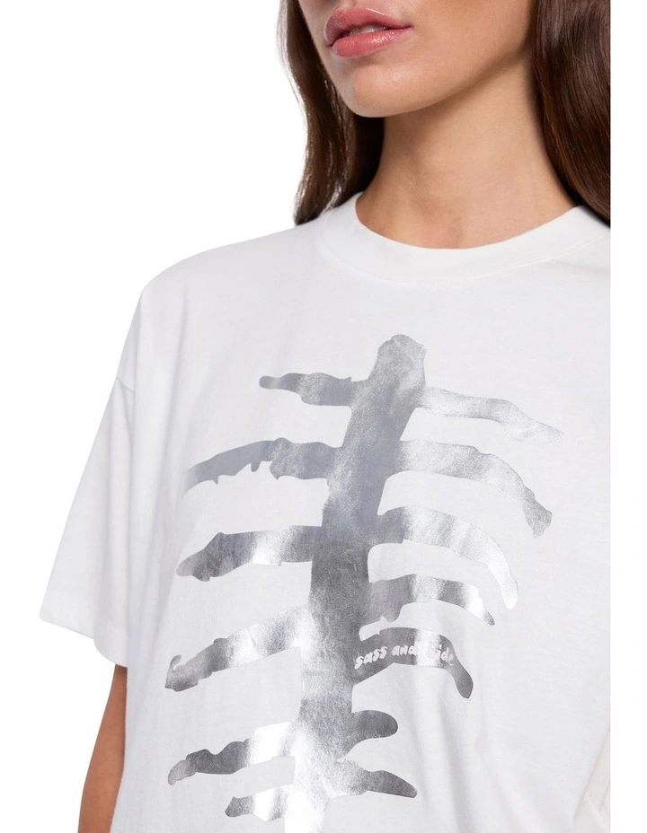 Metallic Ribs Tee in White image 3