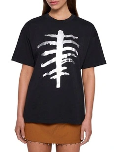 Metallic Ribs Tee in Black
