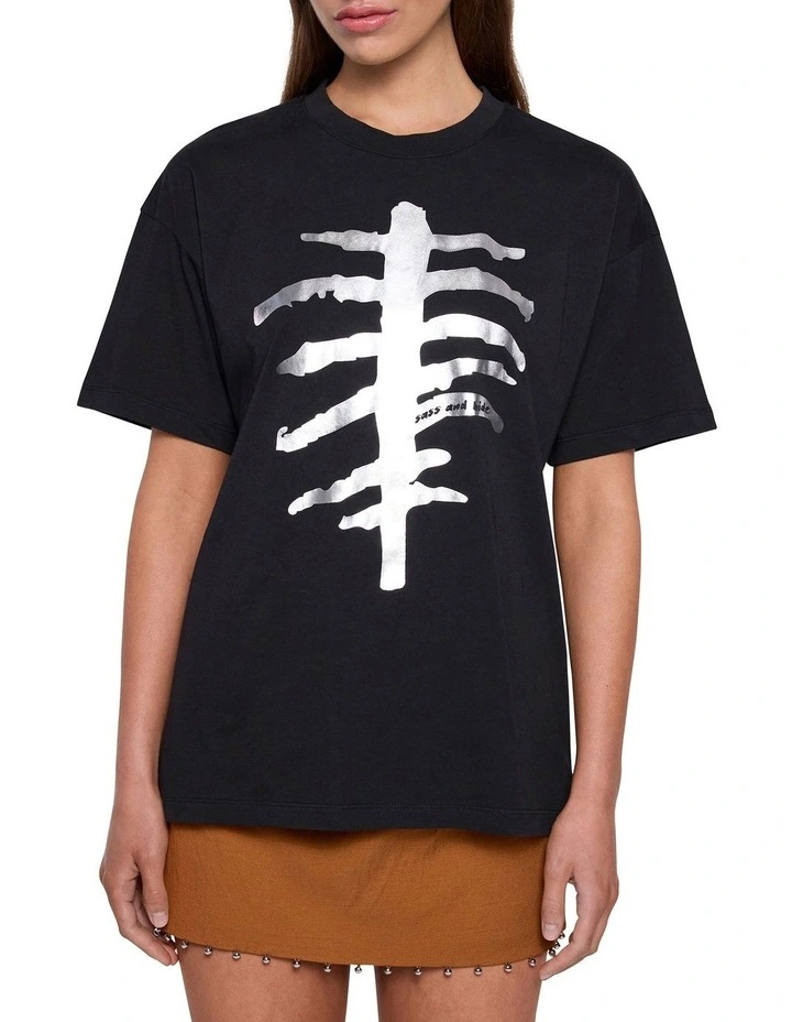 Metallic Ribs Tee in Black image 1
