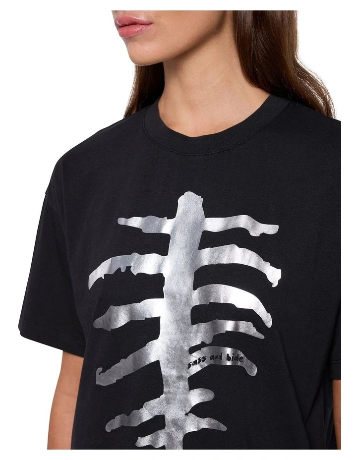 Metallic Ribs Tee in Black image 3