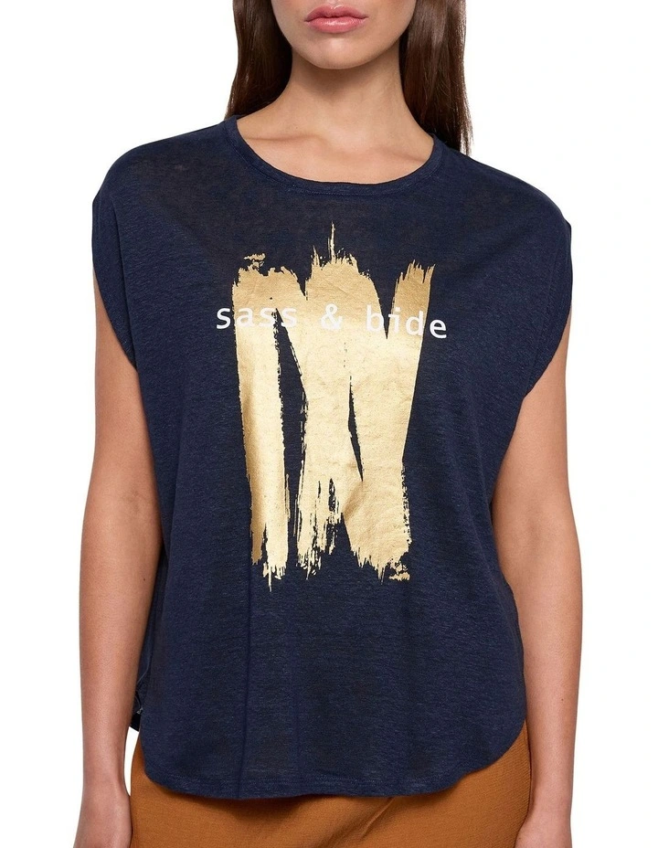 Metallic Strokes Tee in Navy image 1