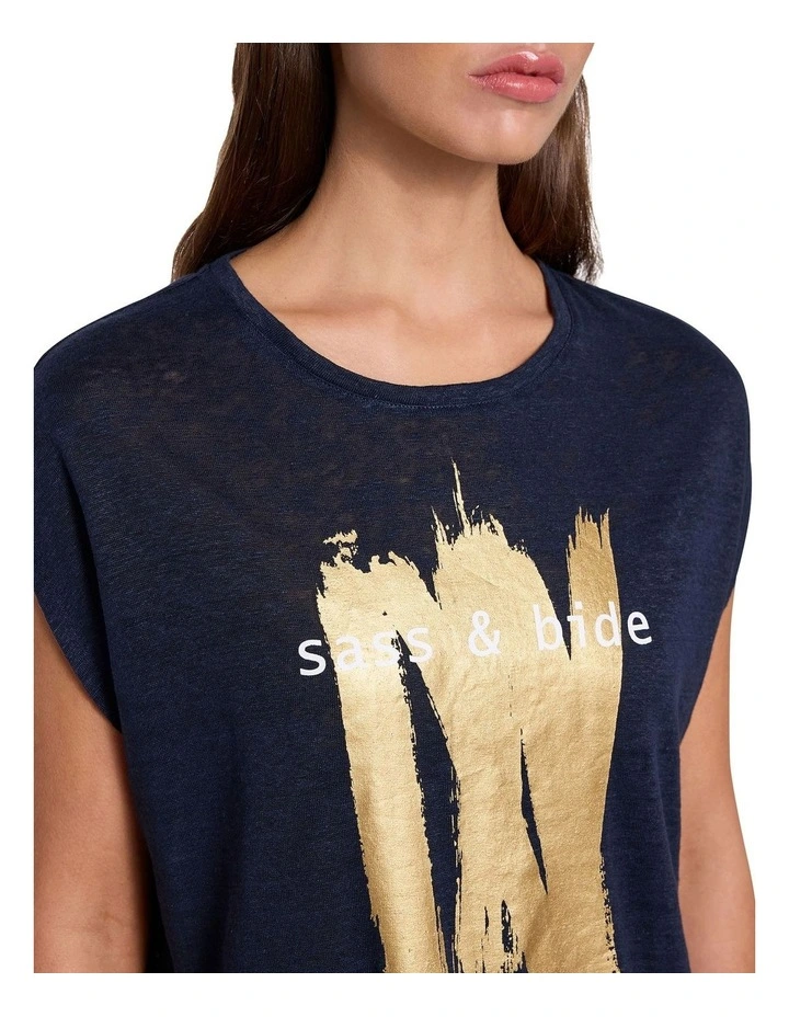 Metallic Strokes Tee in Navy image 3