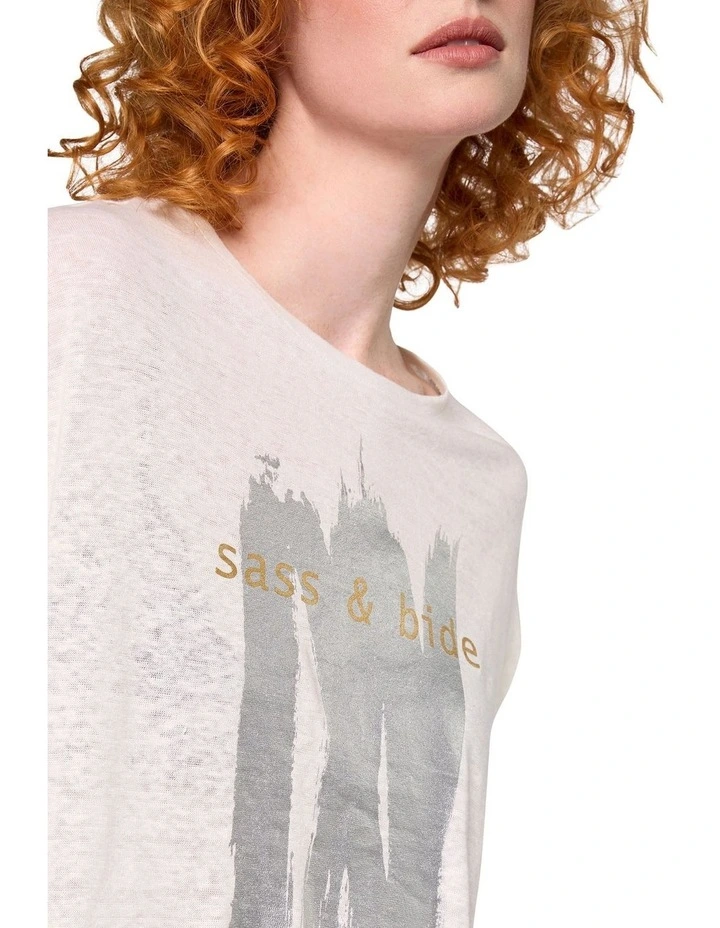 Metallic Strokes Tee in Ivory image 3