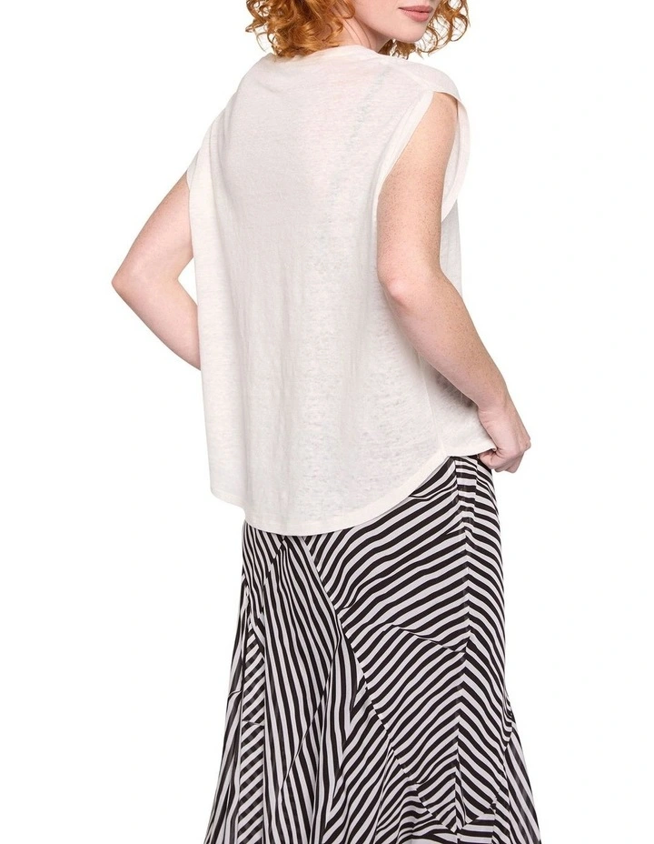 Metallic Strokes Tee in Ivory image 4