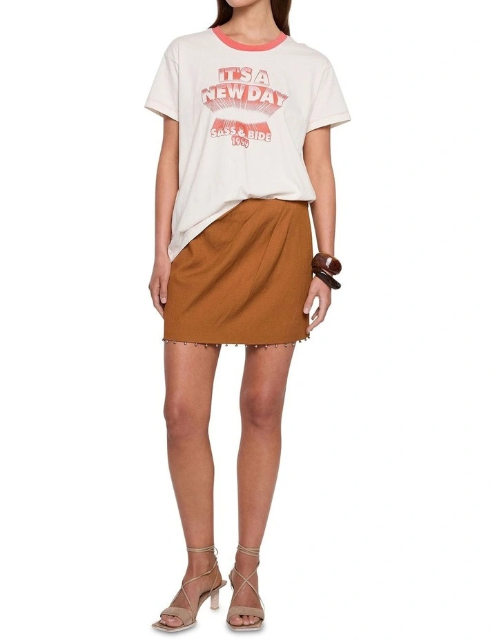 New Day Tee in Pearl/Tangerine image 2