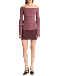 Studded Longsleeve Blend Tee in Merlot