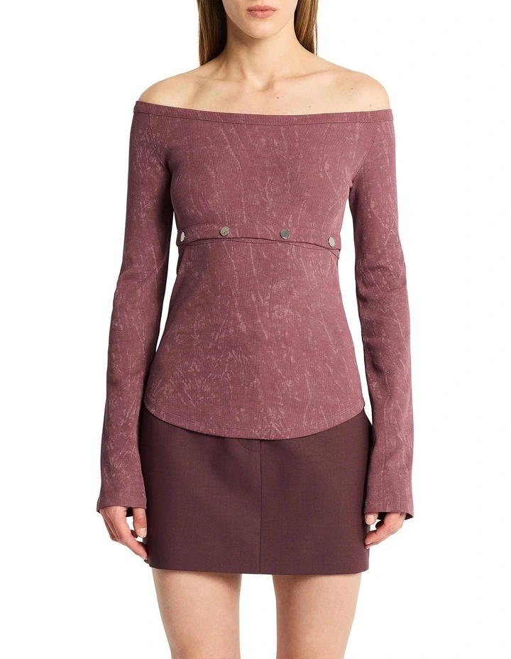 Studded Longsleeve Blend Tee in Merlot image 3