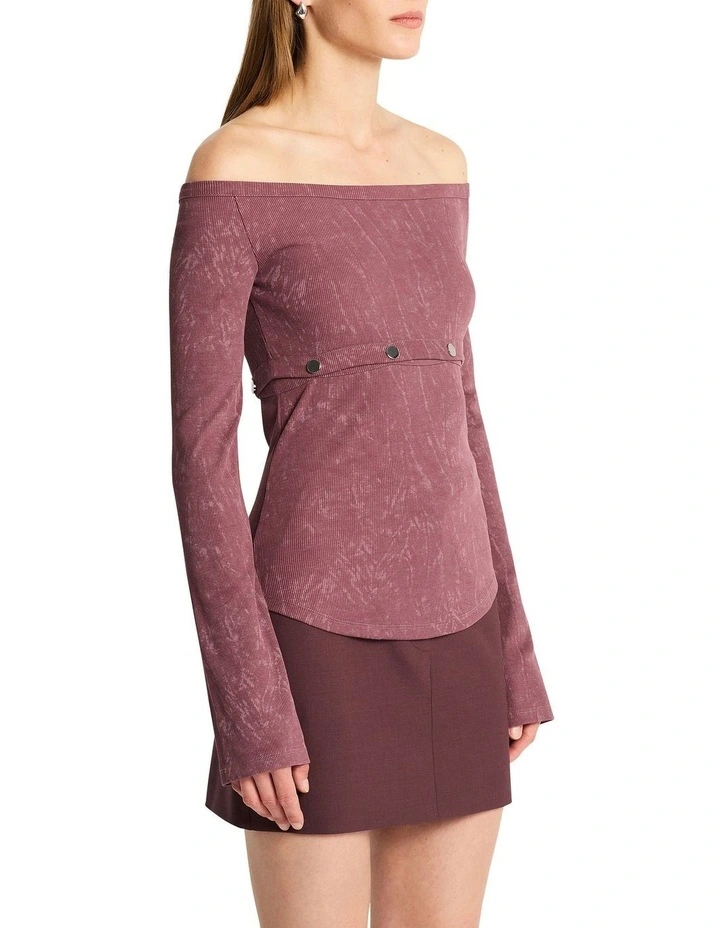 Studded Longsleeve Blend Tee in Merlot image 4