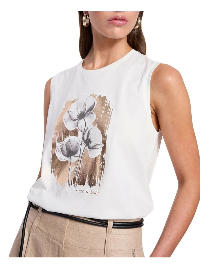 Pressed Floral Tank in White image 1