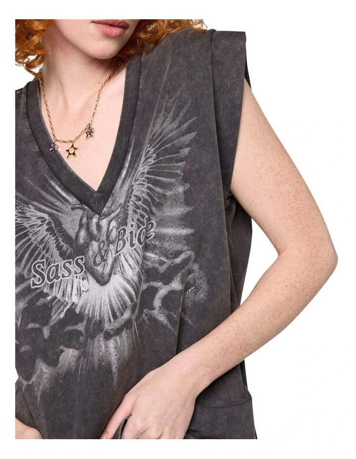 Anatomical Heart Tank in Washed Black image 3