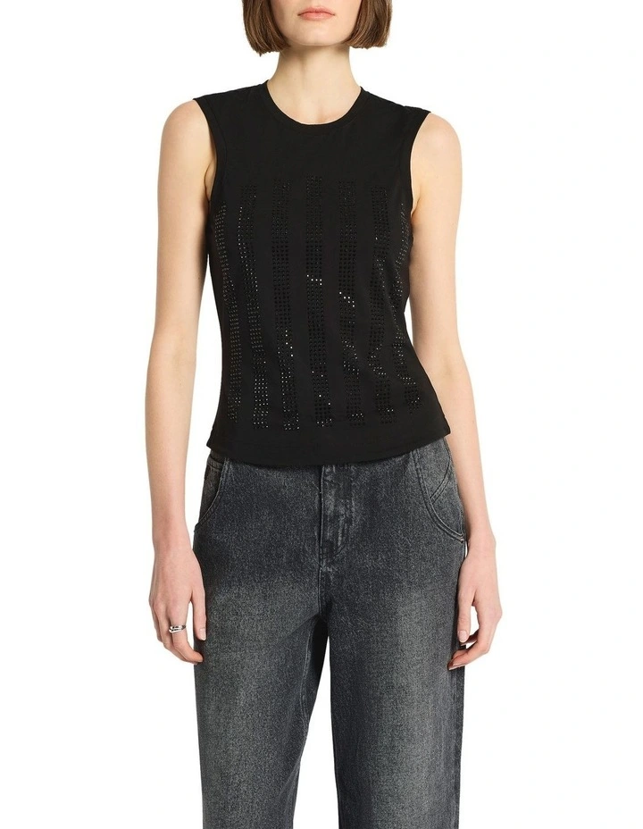 Be Mine Embellished Tank in Black image 3