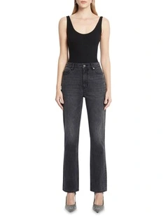 Straight Ups High Rise Jean in Washed Black