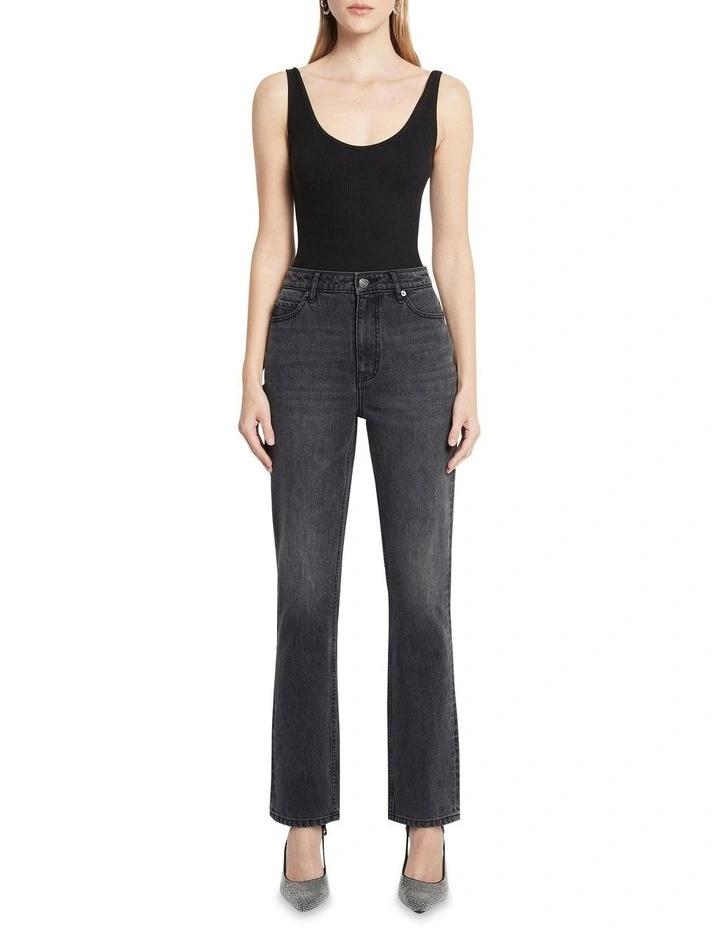 Straight Ups High Rise Jean in Washed Black image 1