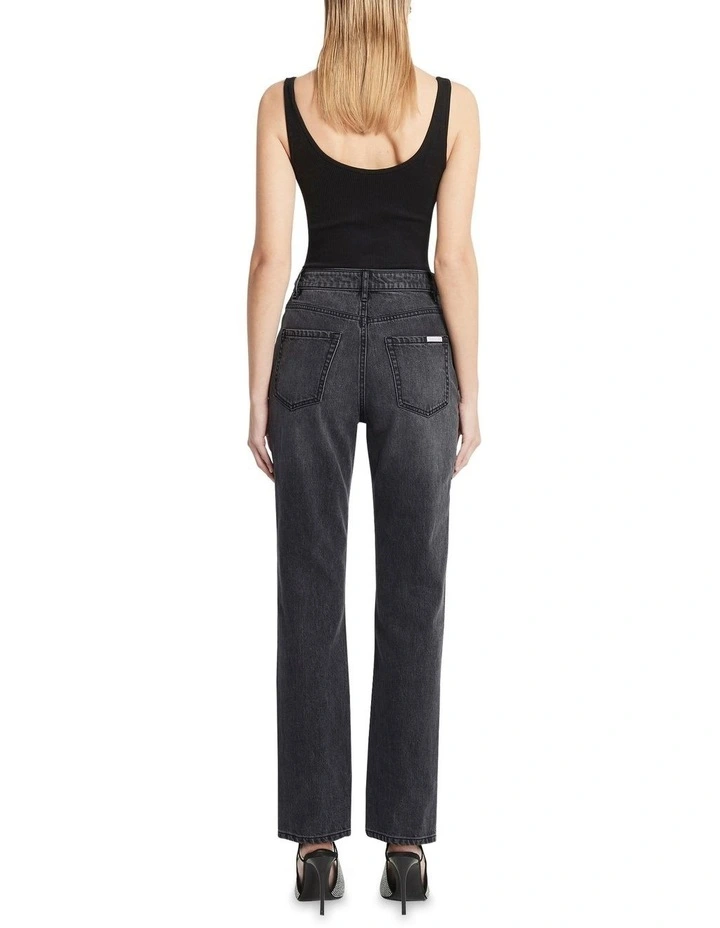 Straight Ups High Rise Jean in Washed Black image 2
