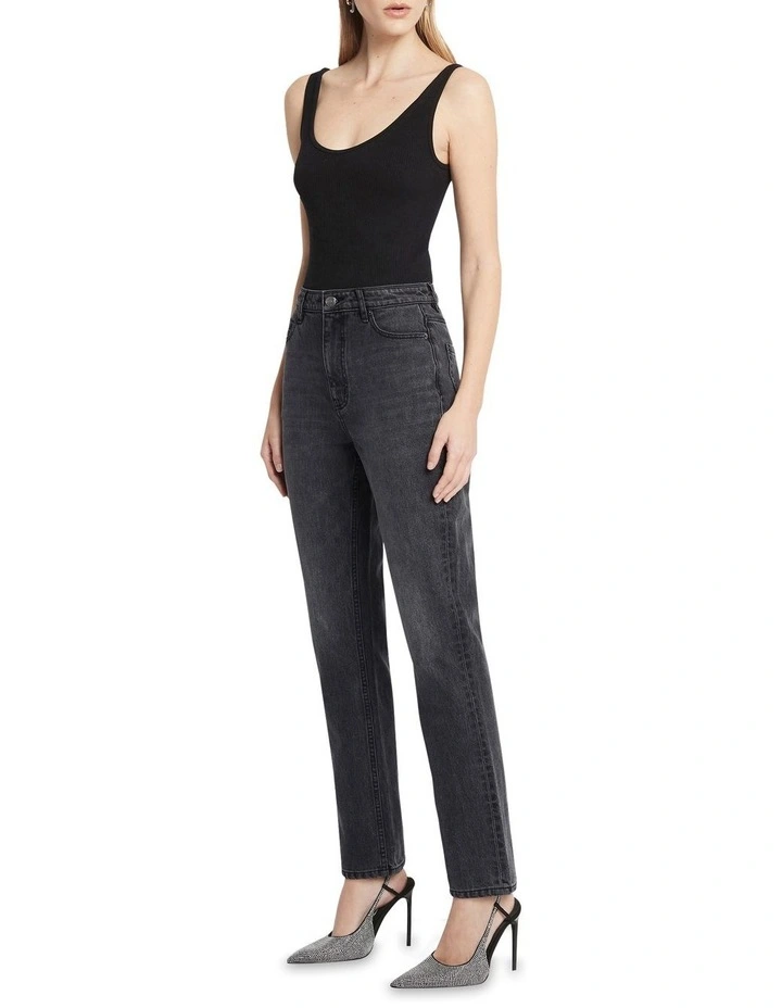 Straight Ups High Rise Jean in Washed Black image 3