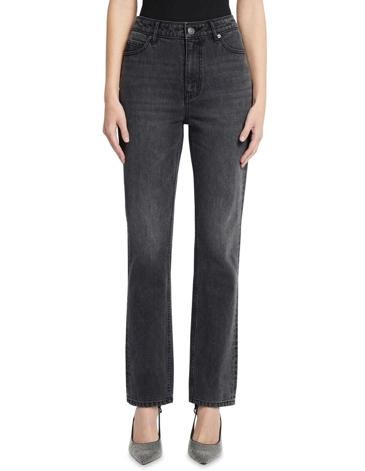 Straight Ups High Rise Jean in Washed Black image 4