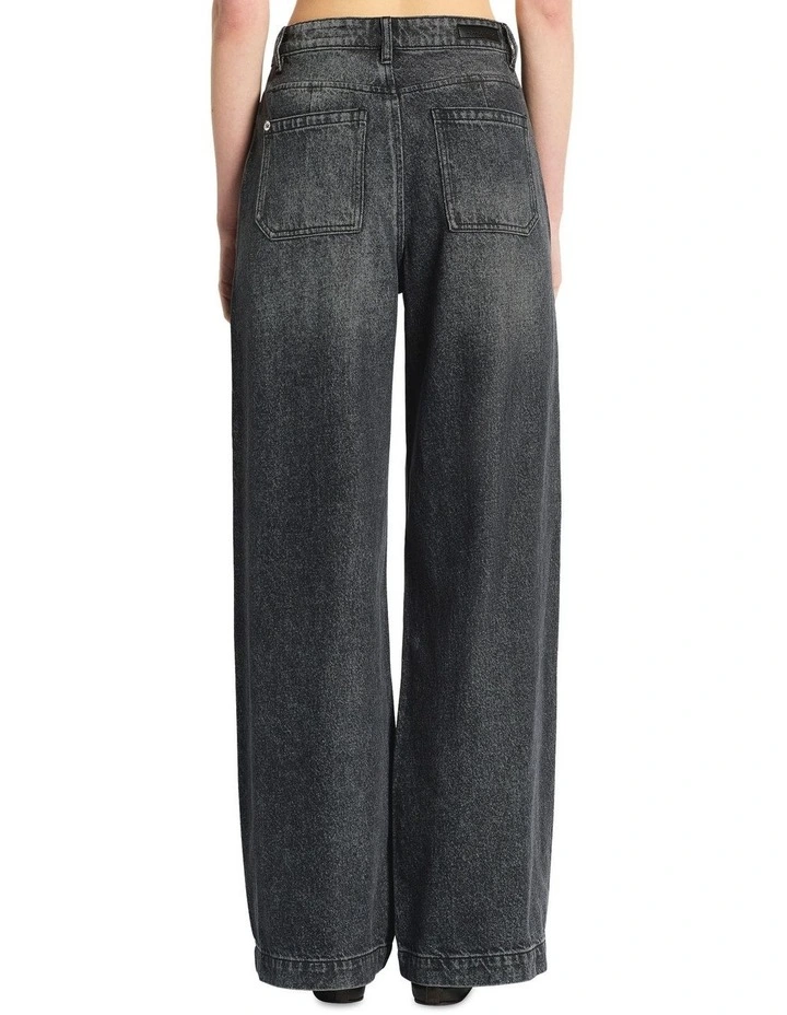 The Runaways Wide Leg Jean in Washed Black image 2