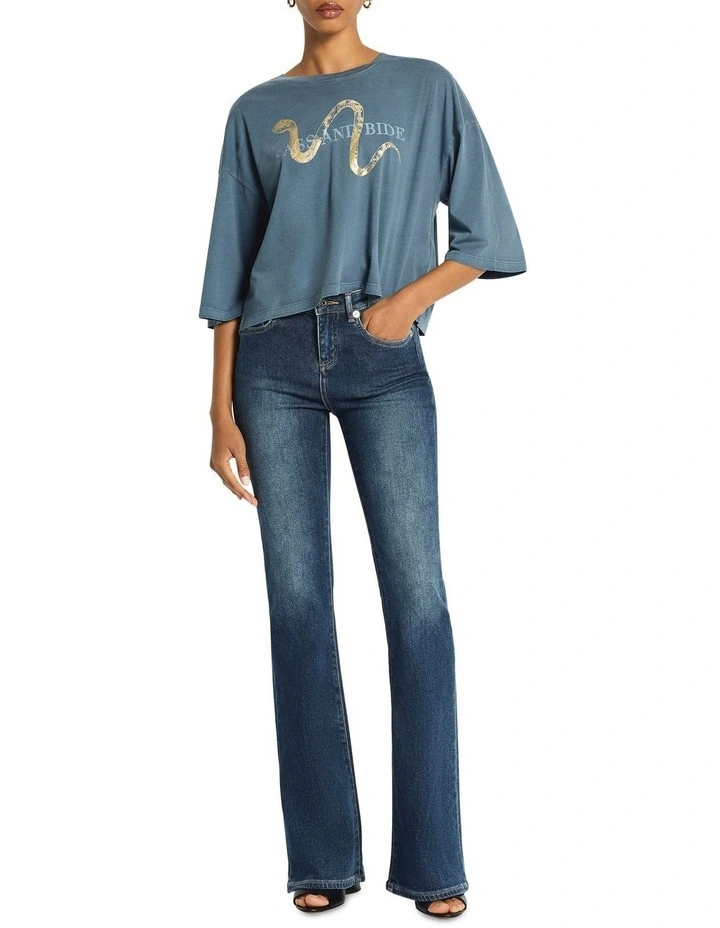 Vintage Mid Rise Bootleg Jean in Indigo image 1