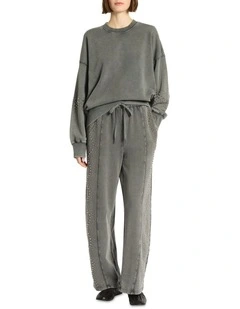 Raceway Embellished Sweat Pant in Grey