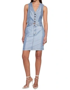 Glossed Embellished Skirt in Indigo