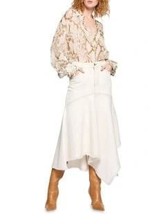 Incoming Denim Skirt in White