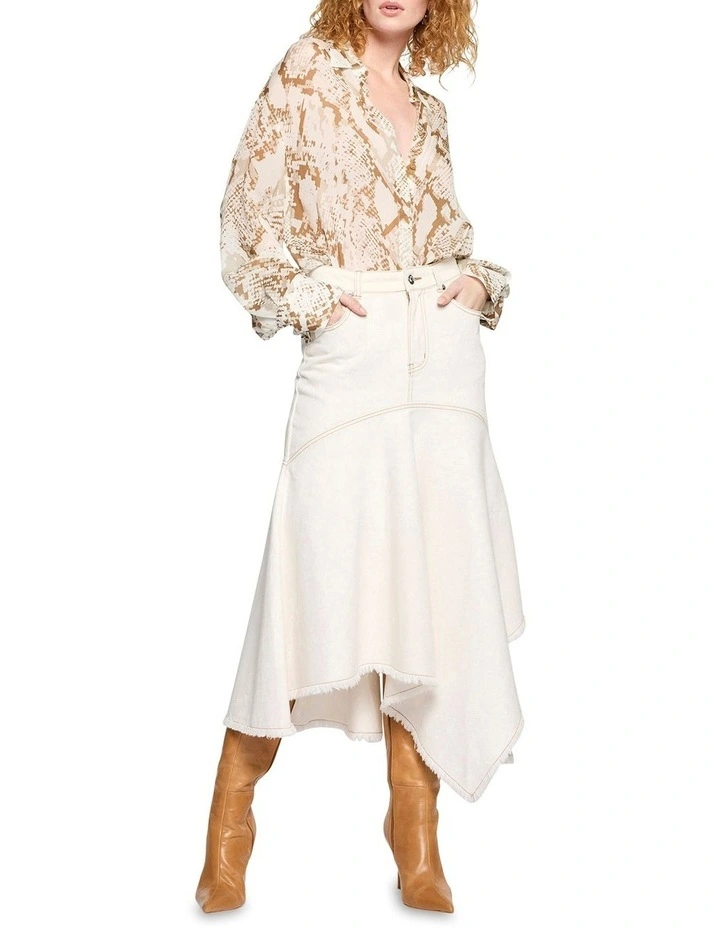 Incoming Denim Skirt in White image 1