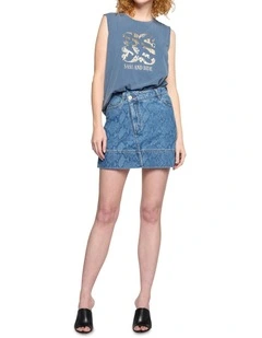 Snake Denim Skirt in Indigo
