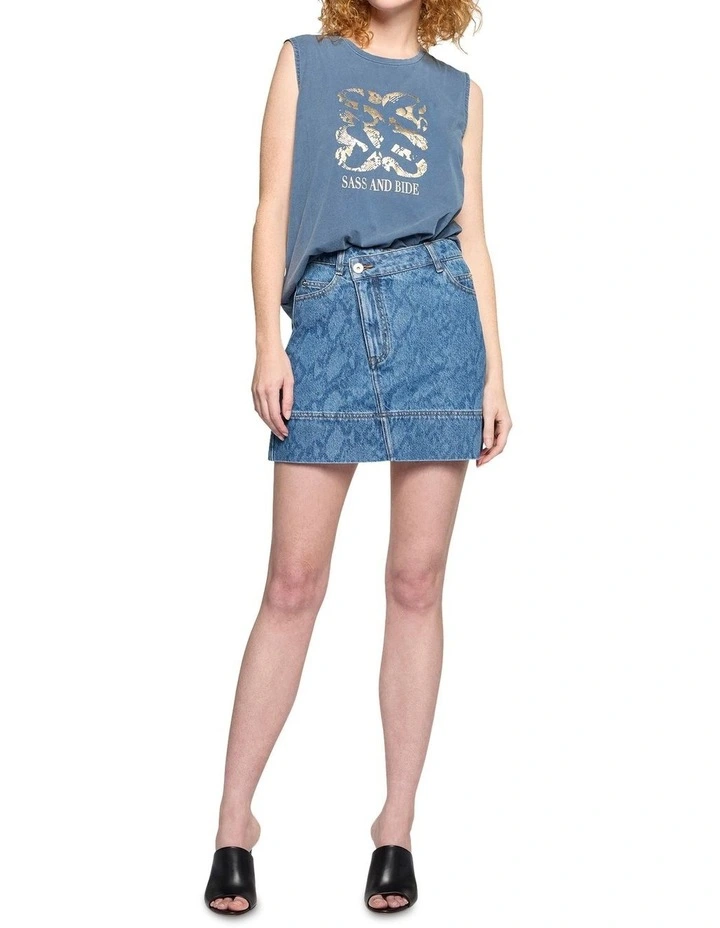Snake Denim Skirt in Indigo image 1