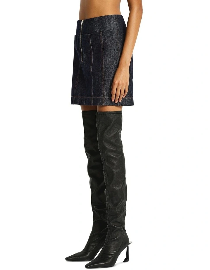 Labrinth Denim Mini Skirt in Raw Indigo image 4