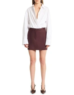 Hindsight Mini Skirt in Merlot