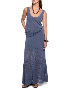 Arki Knit Skirt in Indigo Steel