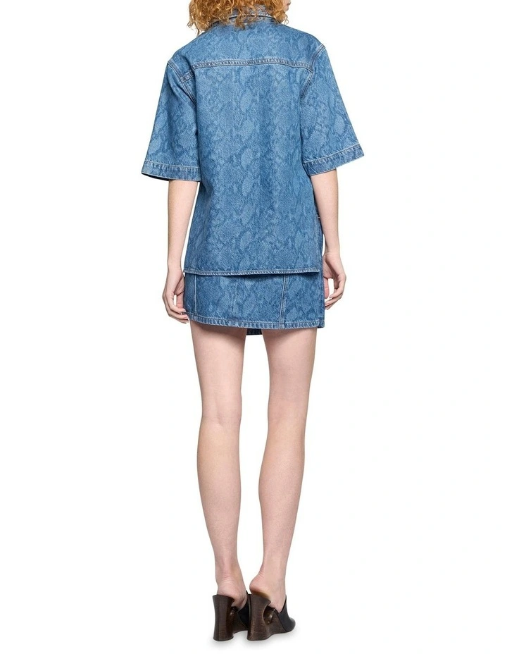 Snake Denim Dress in Indigo image 3