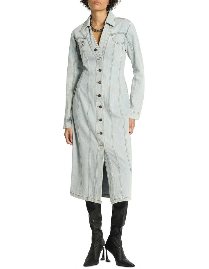 Axel Denim Dress in Light Blue image 1