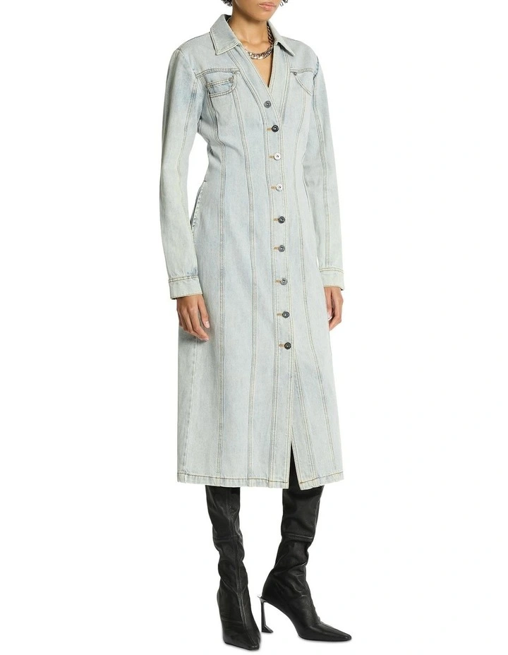 Axel Denim Dress in Light Blue image 3