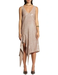 Selkie Sequin Dress in Brown